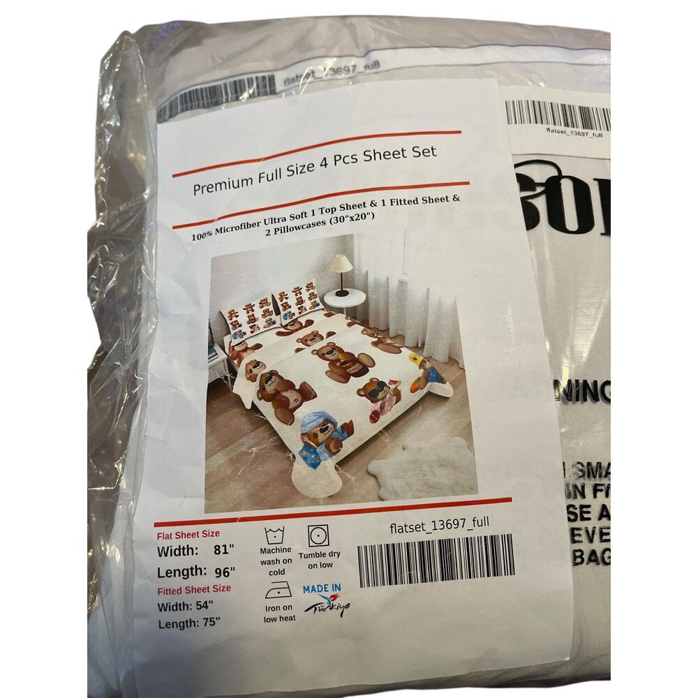 Premium Full Size 4 Pcs Sheet Set Of Cute Bears